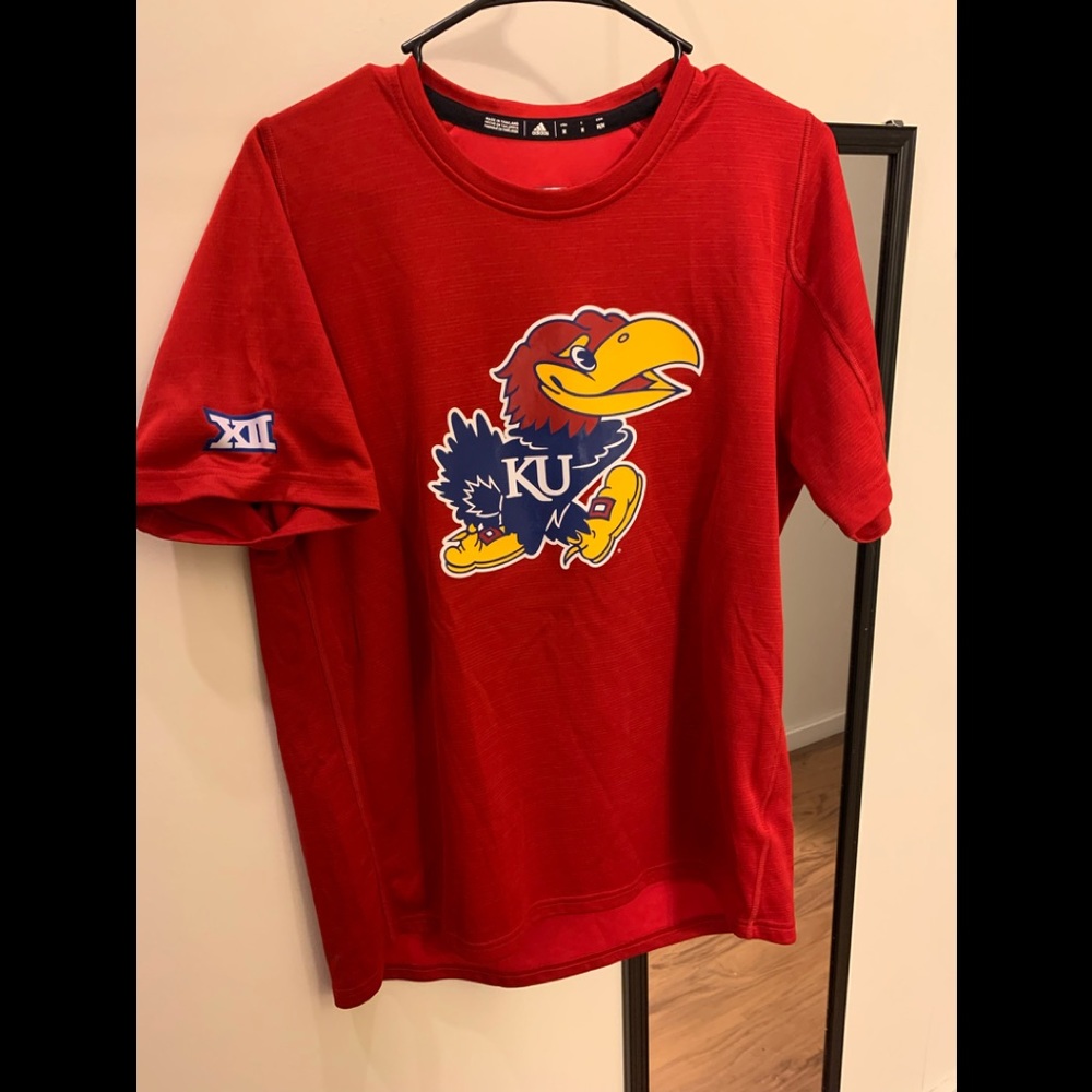 Red Adidas Kansas Jayhawks Shirt Size M